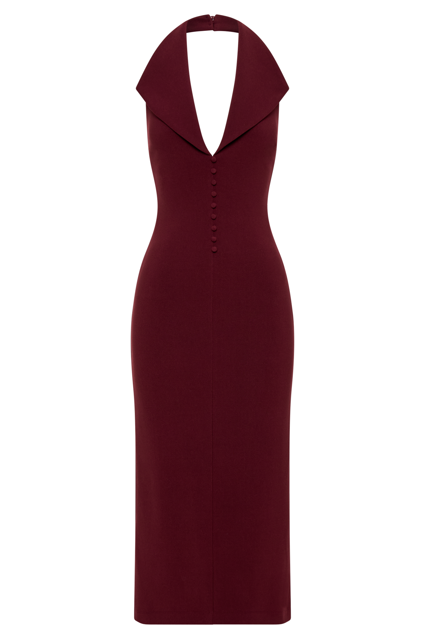ROF Annita Krep Boyundan Bağlamalı Midi Elbise - Merlot