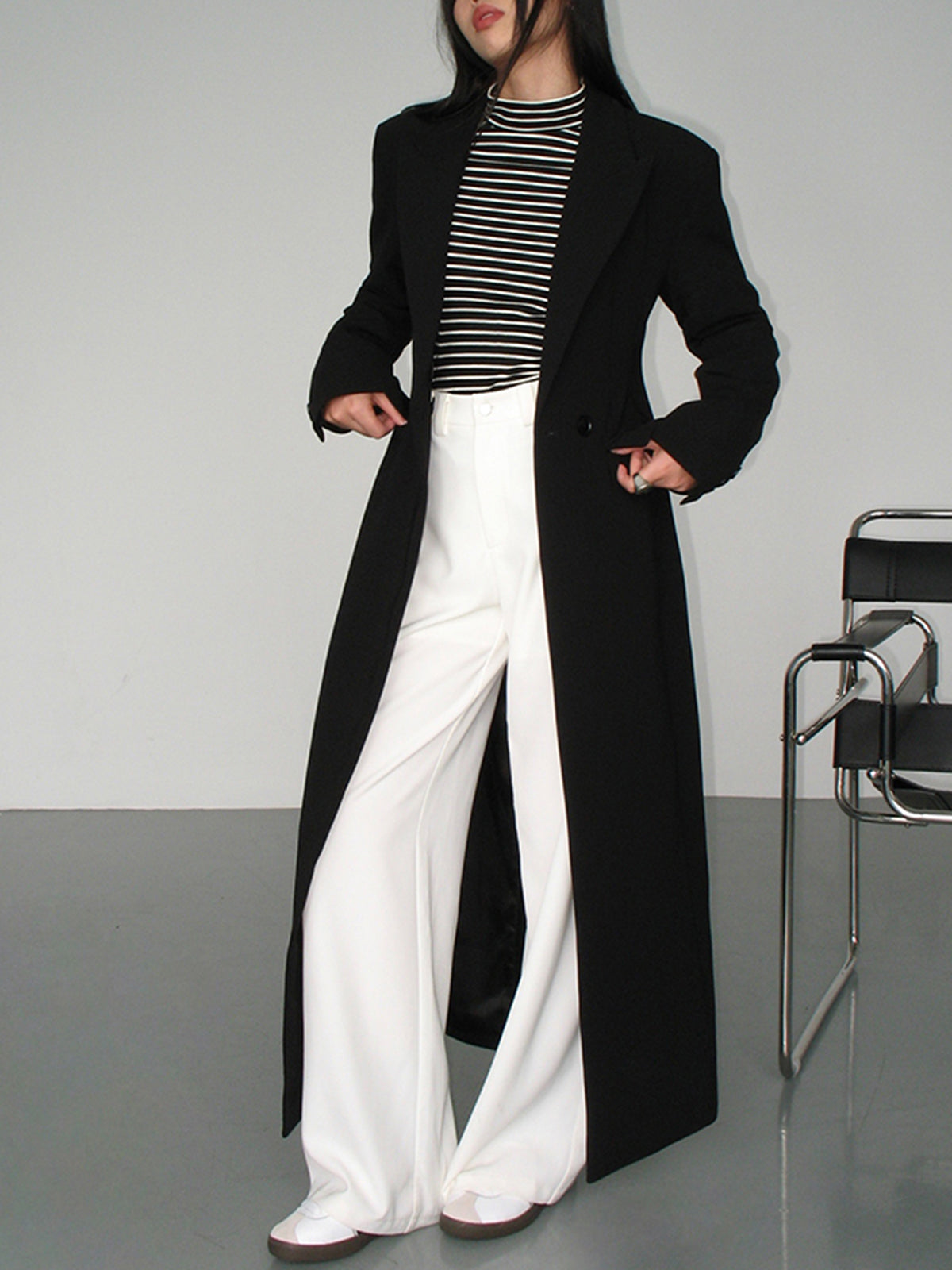Yaka Cepli Blazer Ceket Siyah Uzun Kol Elegant | Lorlia