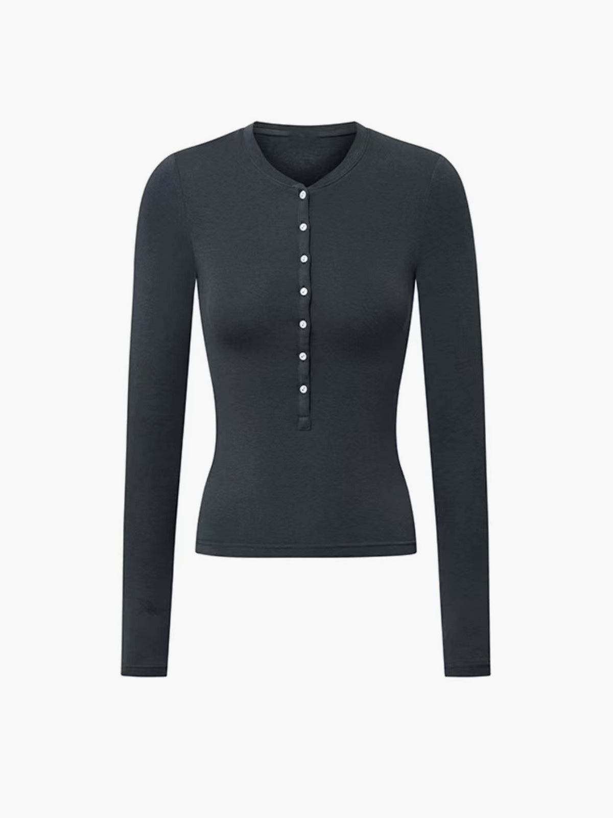 Düğmeli Uzun Kollu Üst Gri Slim Fit | Lorlia