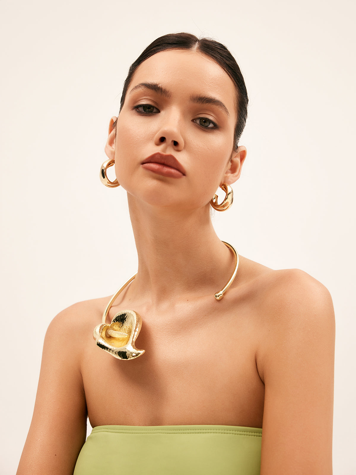 Lotus Yaprağı Tasarım Kolye Altın Abartılı Model | Lorlia