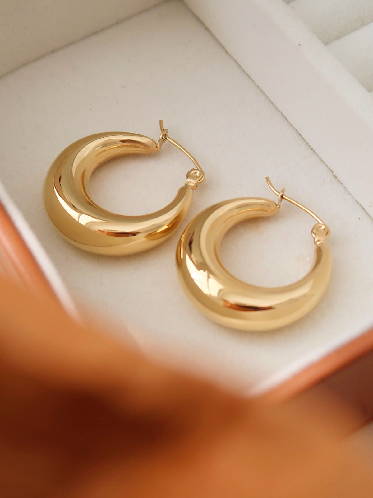 Altın Halka Küpeler Titanyum Çelik 3.9cm | Lorlia