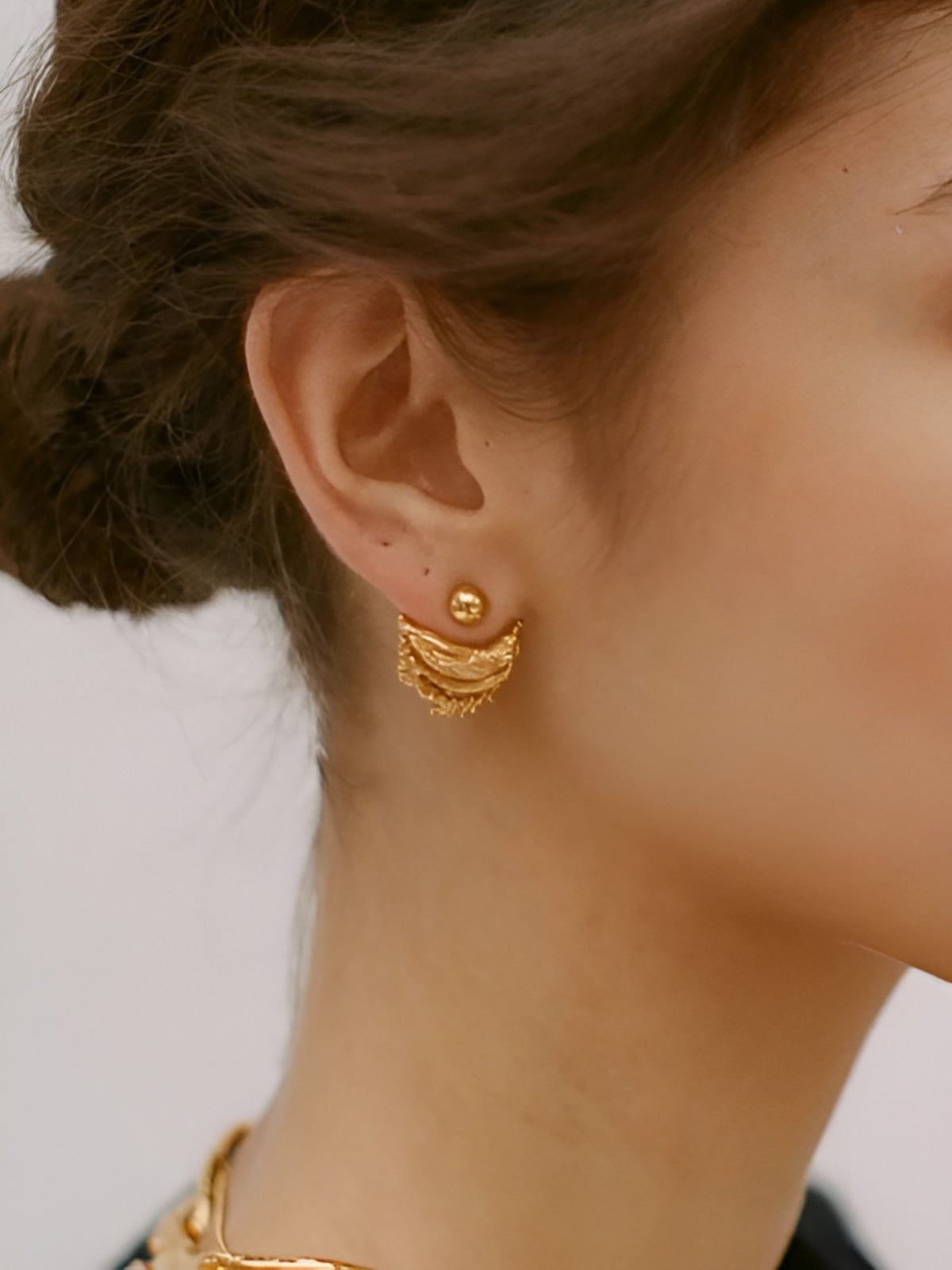Retro Düzensiz Kavisli Küpe Altın Kaplama 18K | Lorlia