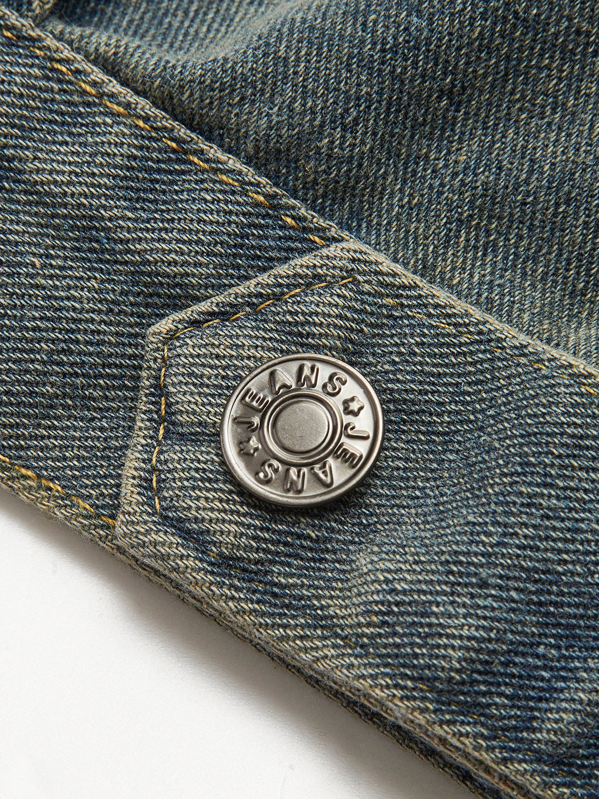 Vintage Kontrast Süslü Yaka Denim Ceket Koyu Kahverengi Uzun Kol | Lorlia