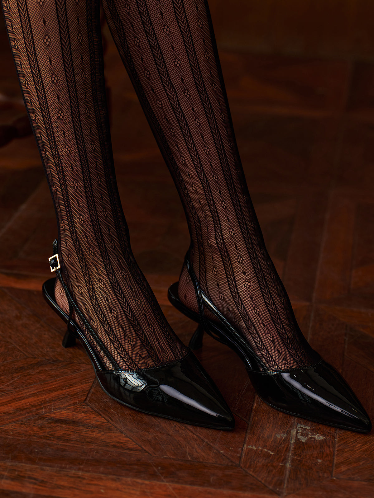 Slingback Topuklu Ayakkabı Sivri Burun 4cm Siyah | Lorlia