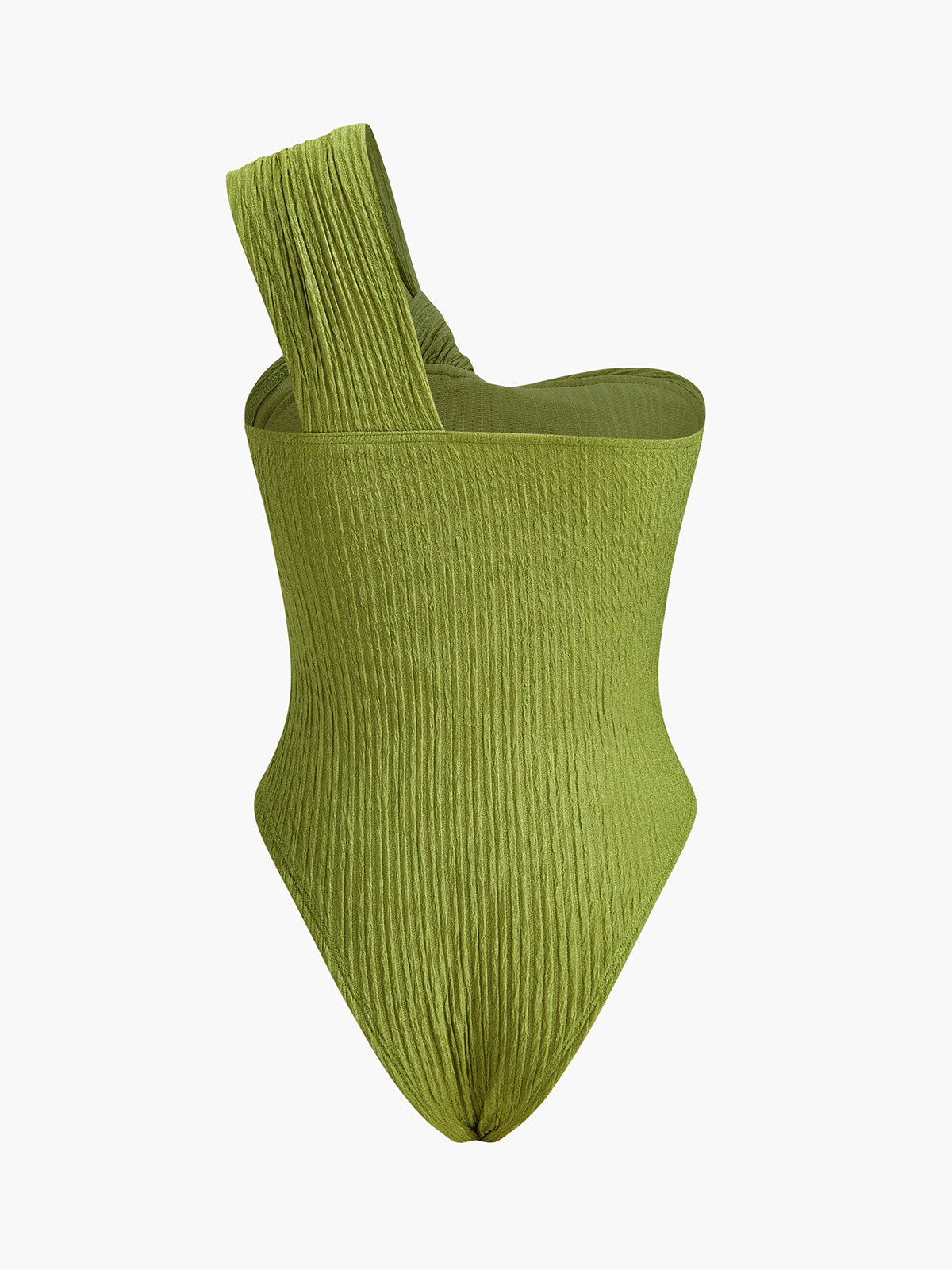 Tek Omuzlu Düğüm Detaylı Bodysuit Yeşil Slim Fit | Lorlia