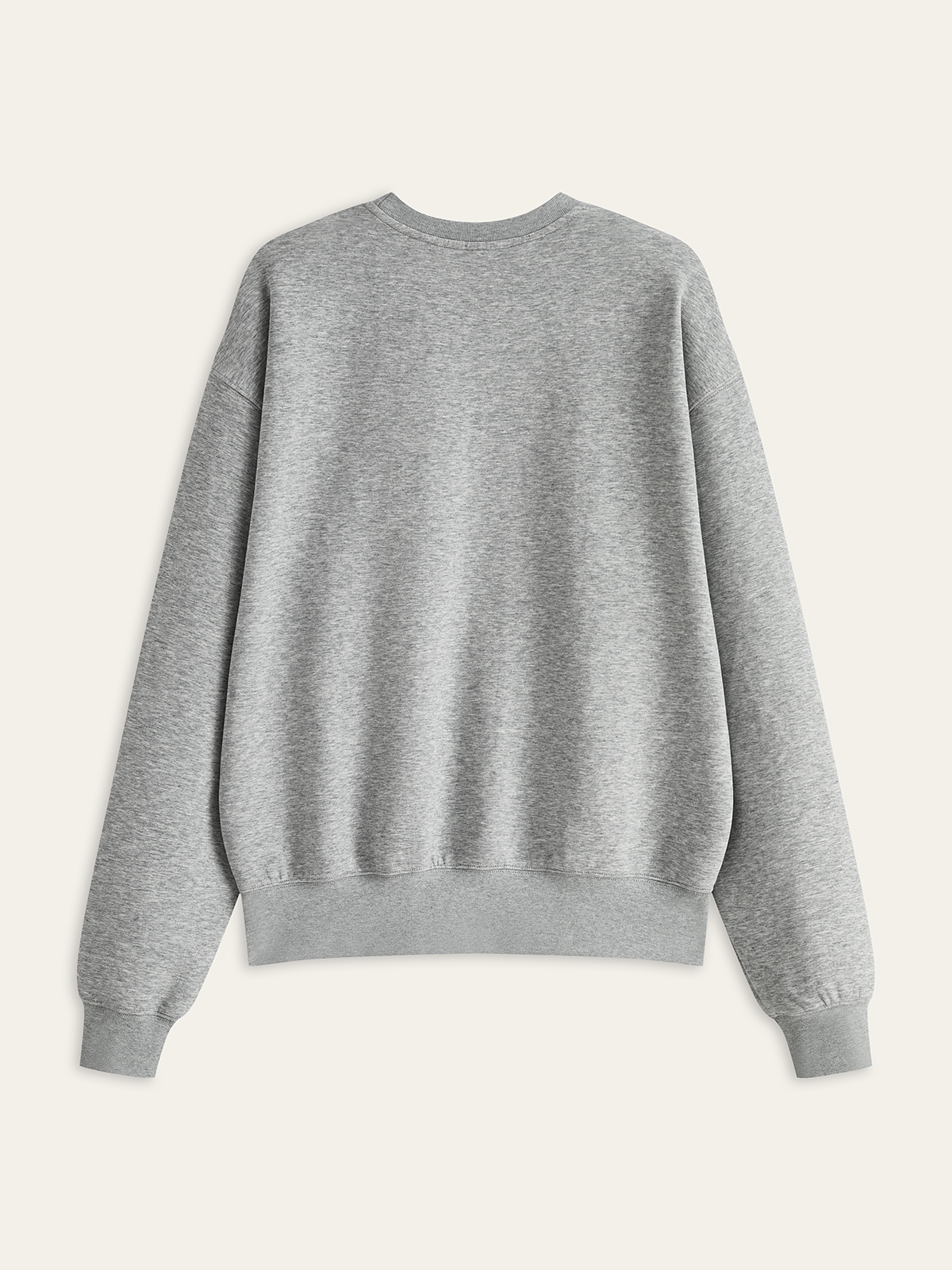 Pamuk Karışımlı Yuvarlak Yaka Sweatshirt Açık Gri Uzun Kollu | Lorlia