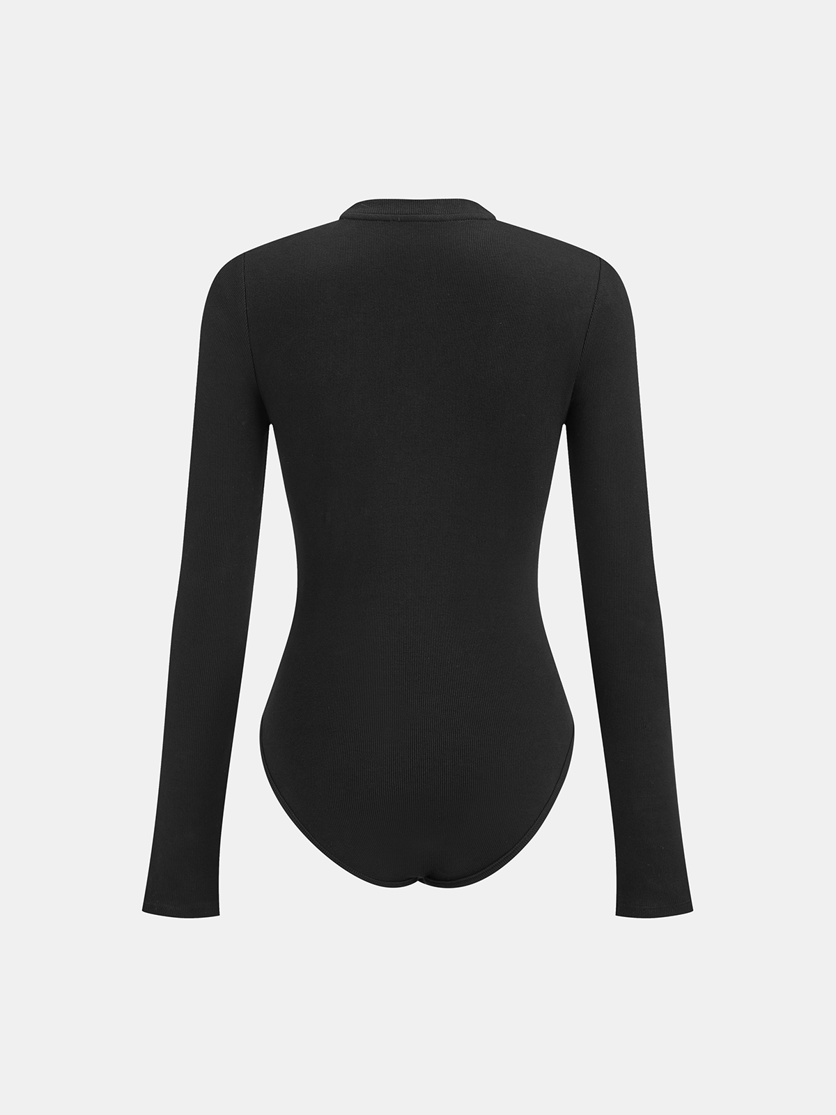 Nakışlı Uzun Kollu Bodysuit Siyah Ribanalı | Lorlia