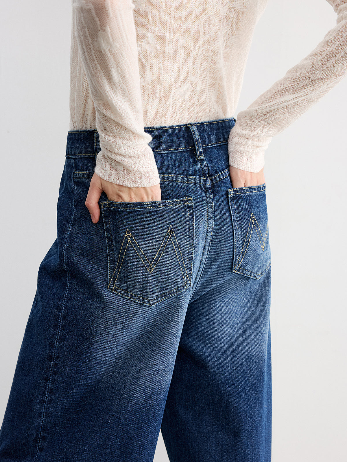 Paça Detaylı Jean Lacivert Regular Fit | Lorlia