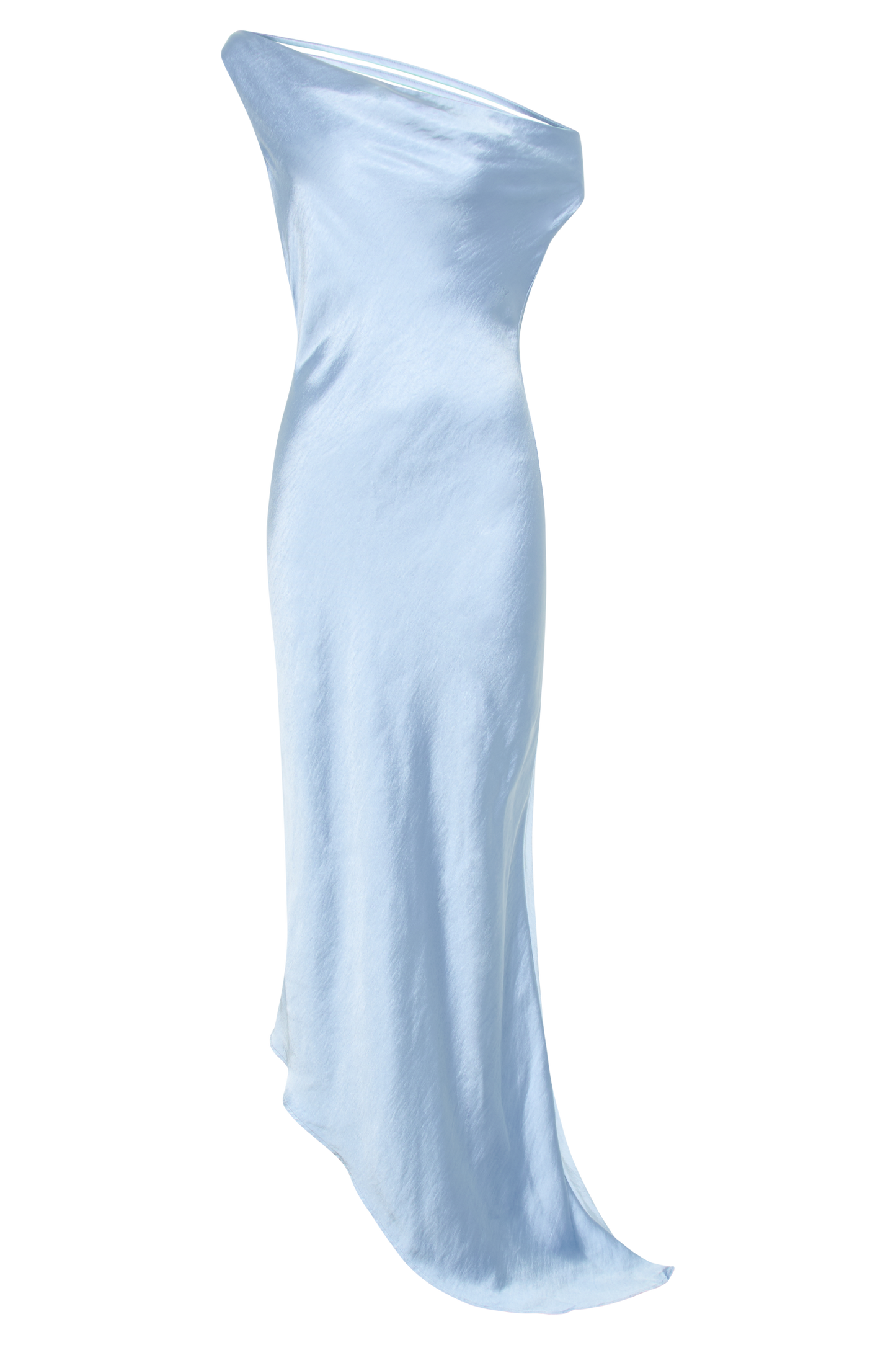 ROF Asimetrik Kenarlı Yvette Slip Maxi Elbise - Peygamber Çiçeği Mavisi