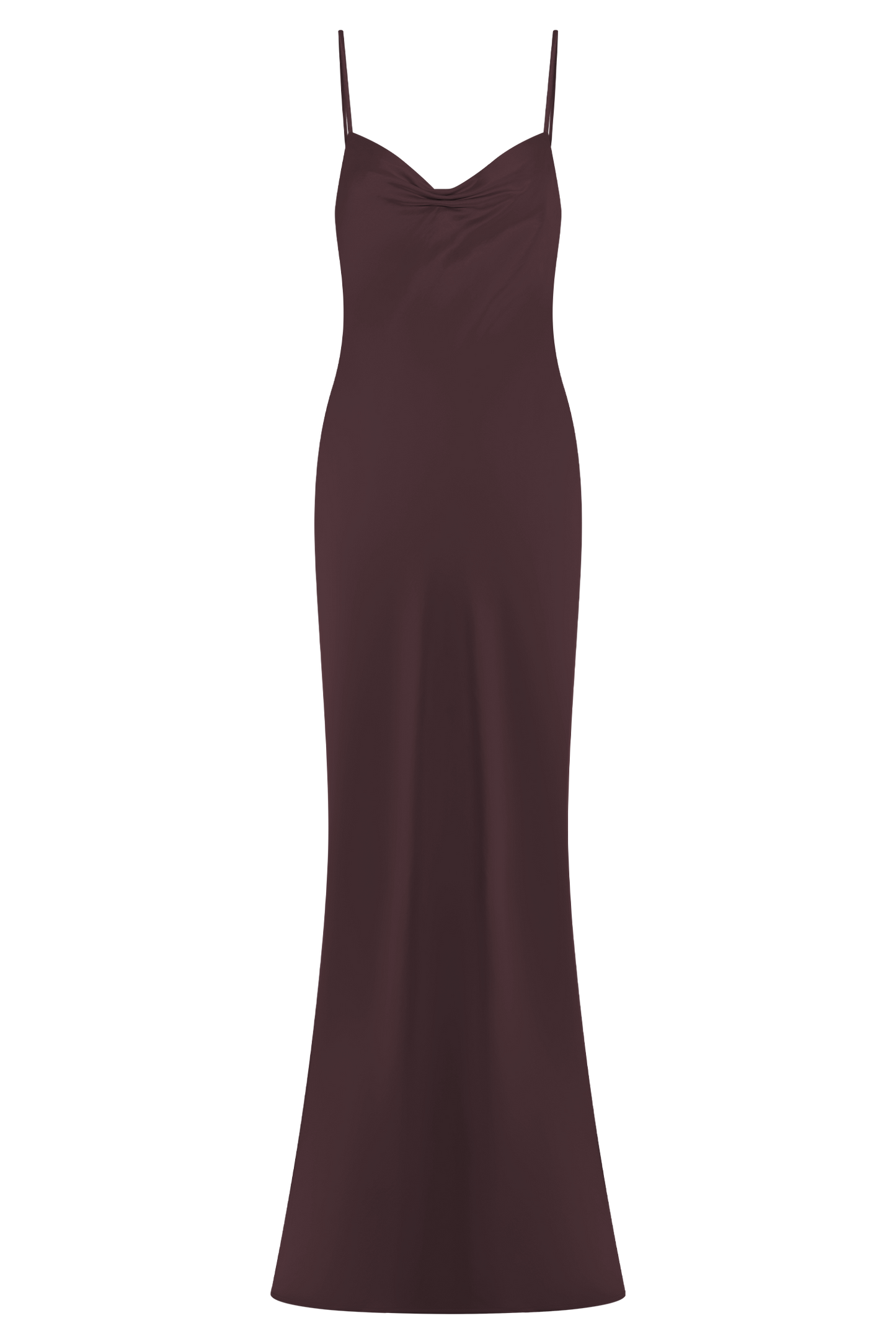 ROF Lilly Sweetheart Saten Maxi Elbise - Bitter Çikolata