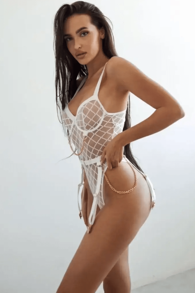 Dantel Body Beyaz Altın Detaylı