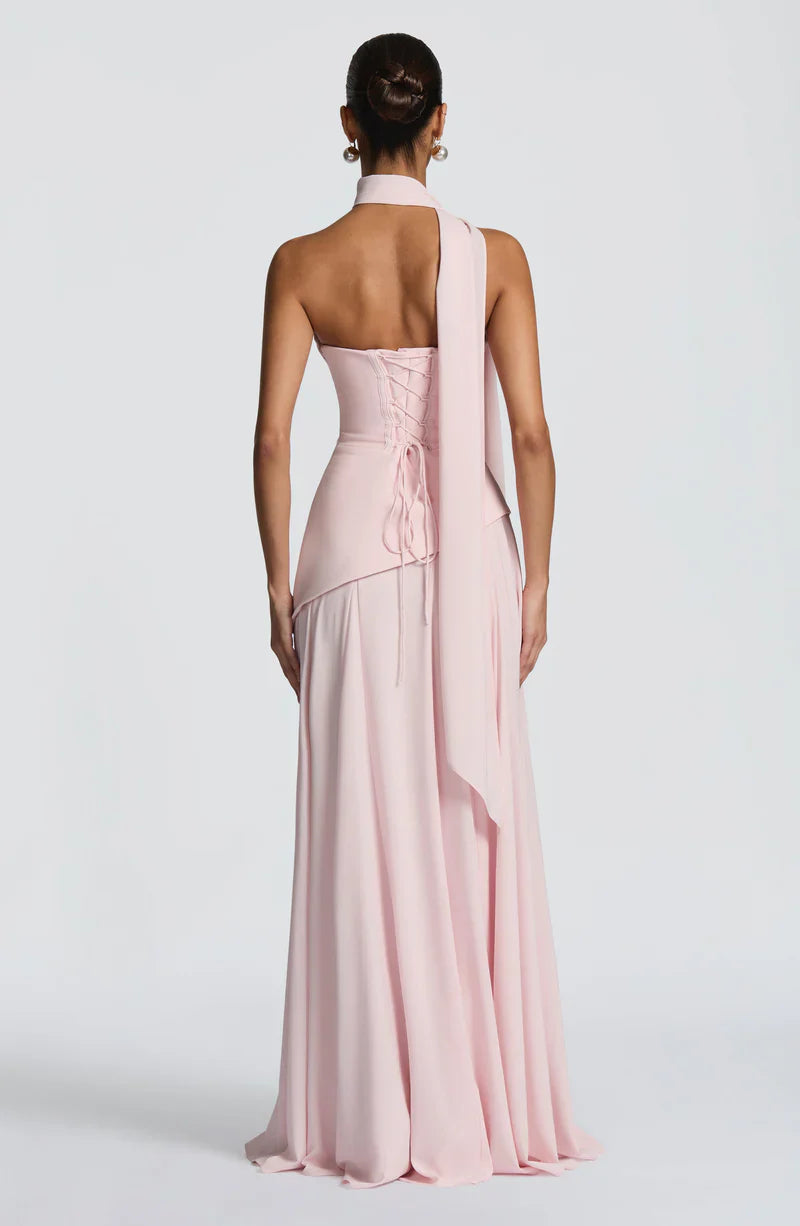 Halter Yaka Maxi Abiye Elbise