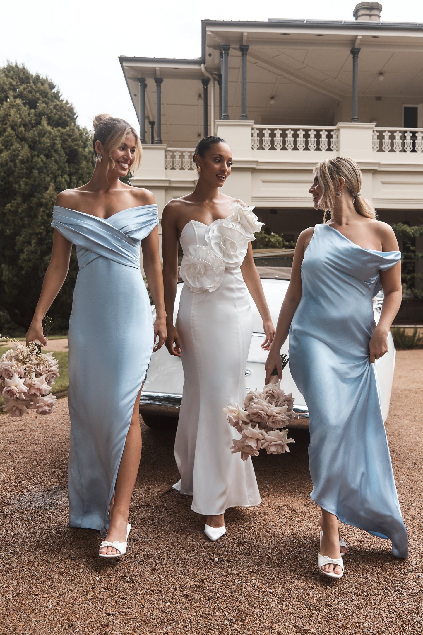 ROF Asimetrik Kenarlı Yvette Slip Maxi Elbise - Peygamber Çiçeği Mavisi