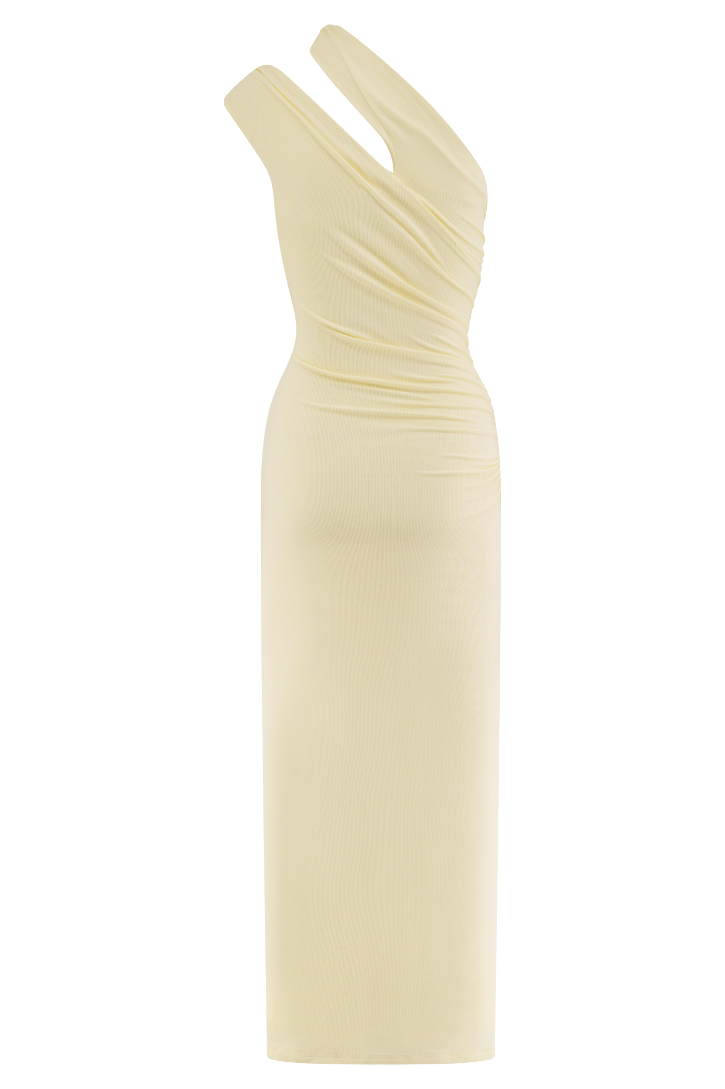 ROF Anastasia Tek Omuz Modal Midi Elbise - Soluk Limon