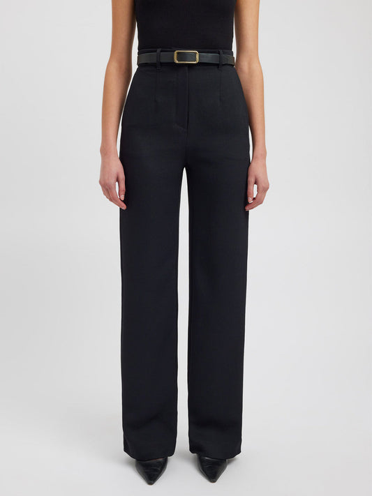 Paça Detay Dokuma Uzun Pantolon Siyah Regular Fit | Lorlia