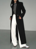Yaka Cepli Blazer Ceket Siyah Uzun Kol Elegant