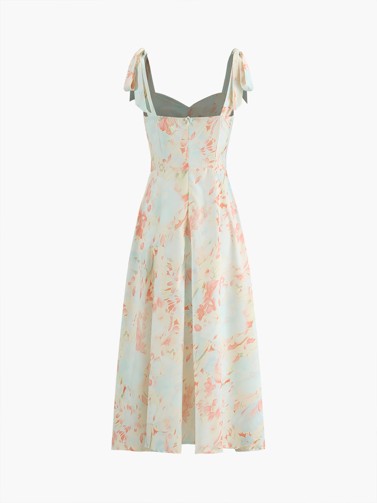 Monet Garden Çiçekli Midi Elbise Kolsuz Düğümlü Multicolor | Lorlia