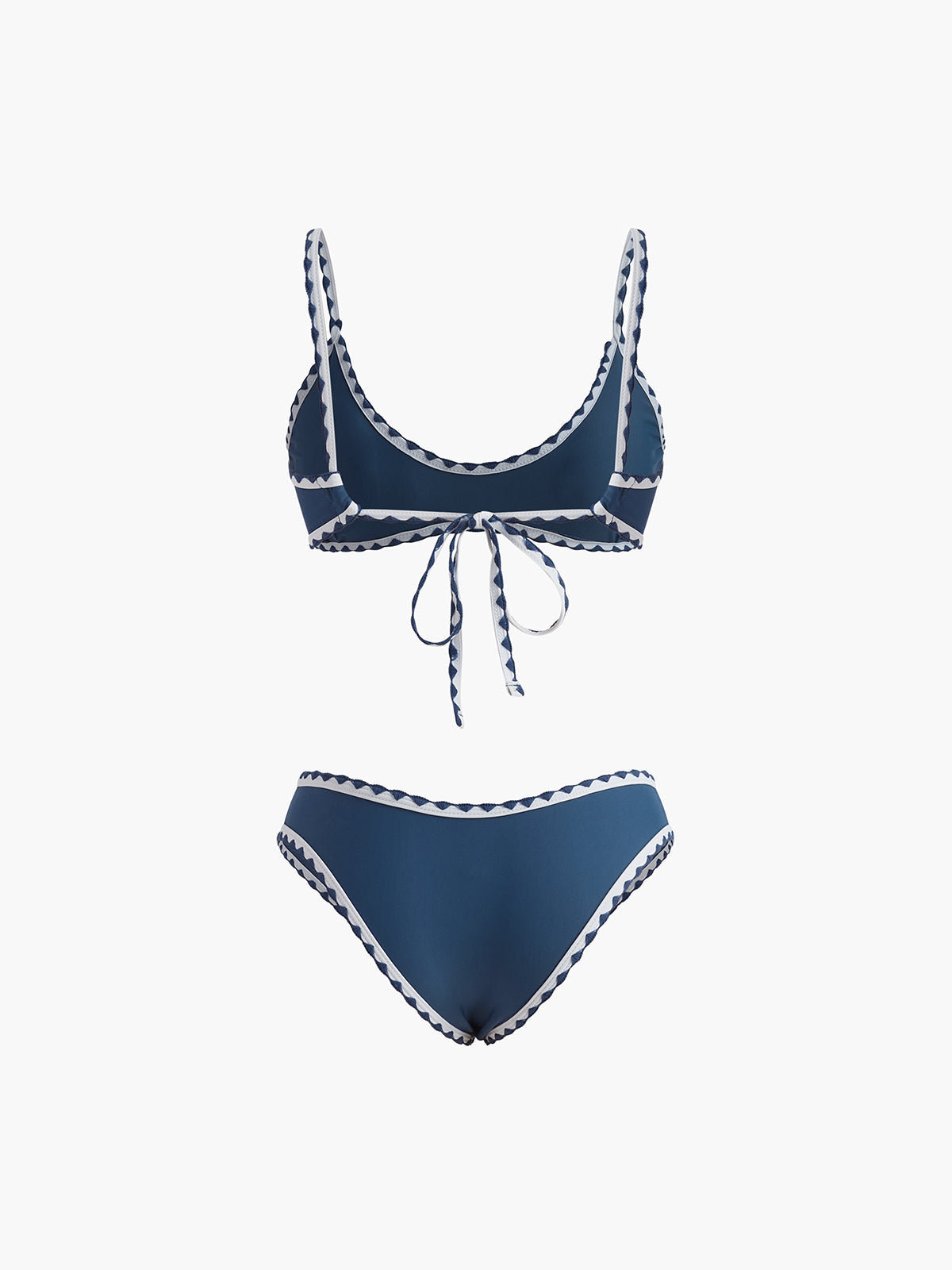Kontrast Kesimli Düğümlü Bikini Takımı Lacivert | Lorlia