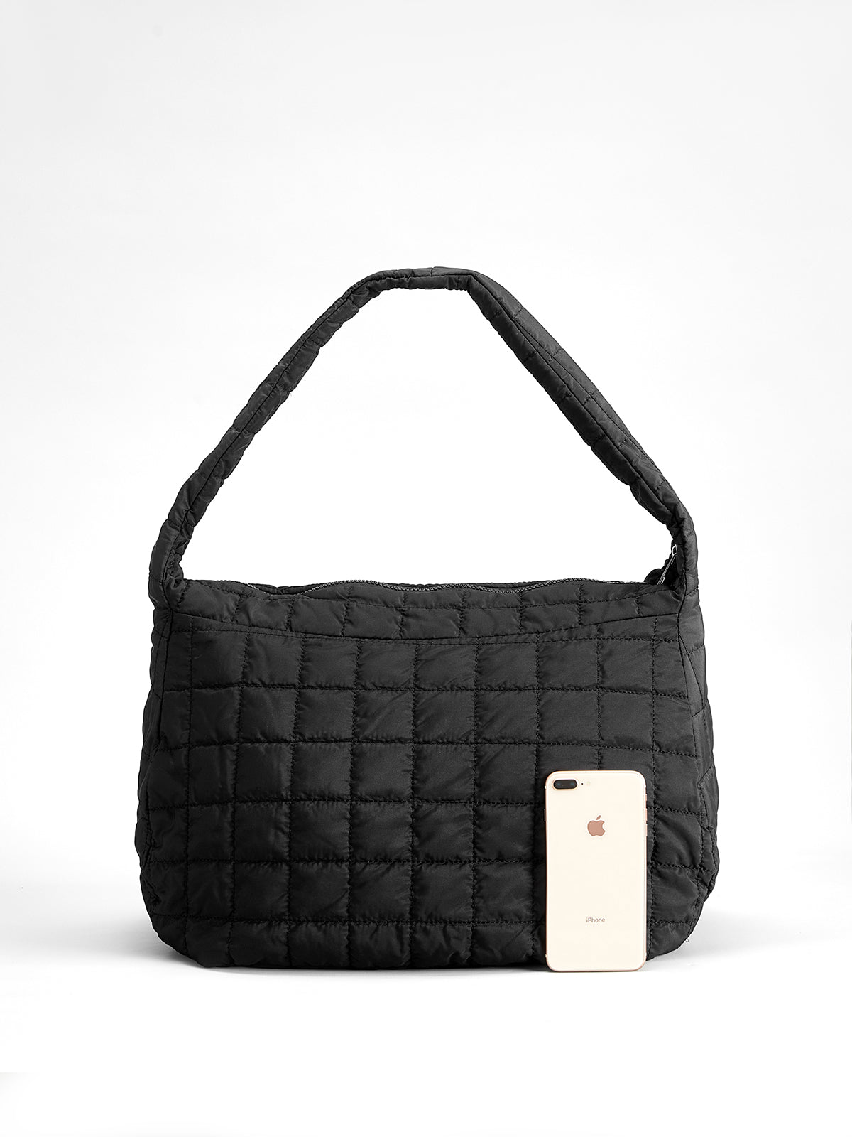 Ekose Büyük Puffer Omuz Çanta Siyah Bulut Model | Lorlia