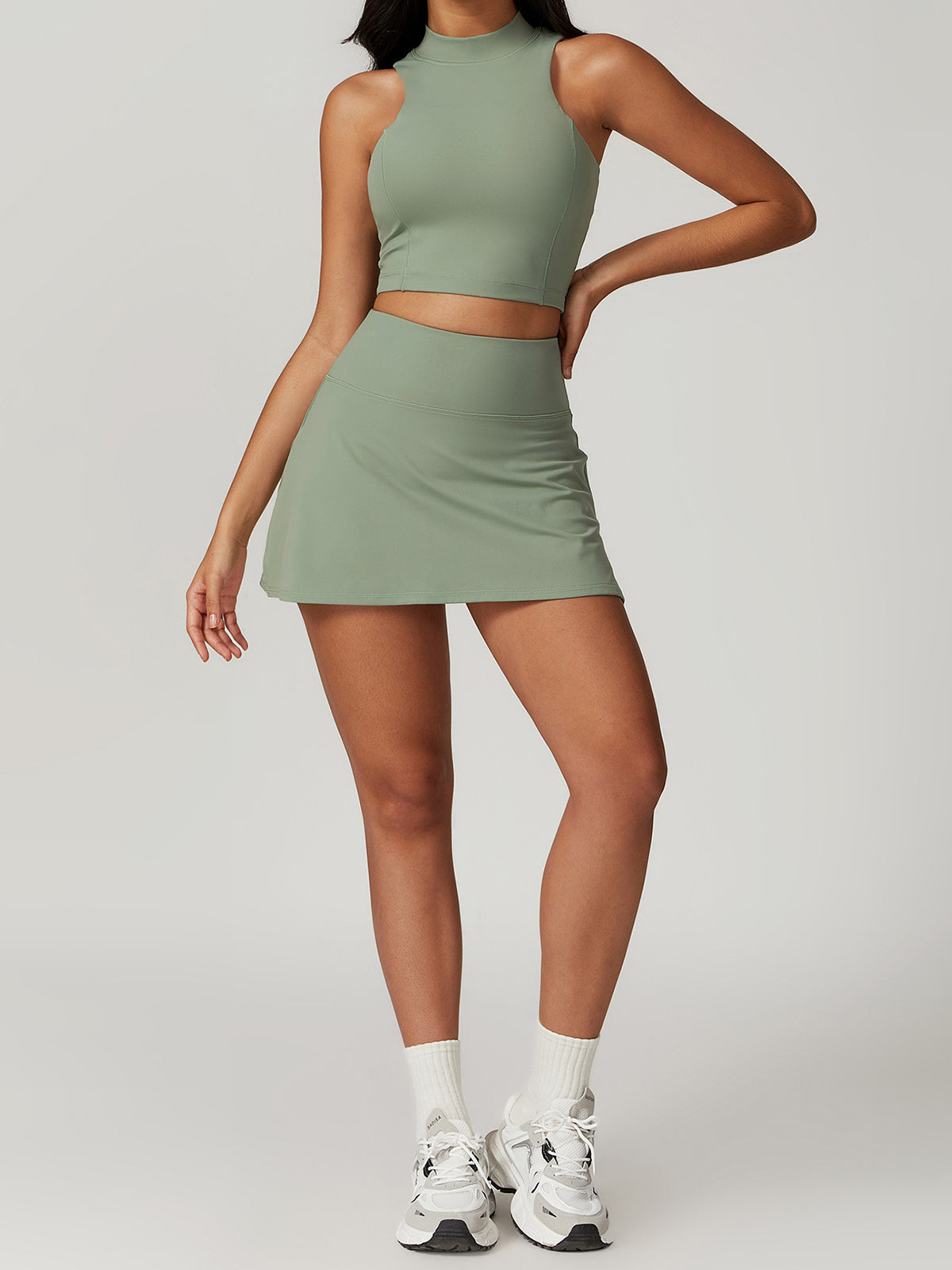 Slim Fit Aktif Mini Etek Yüksek Esneme Yeşil | Lorlia