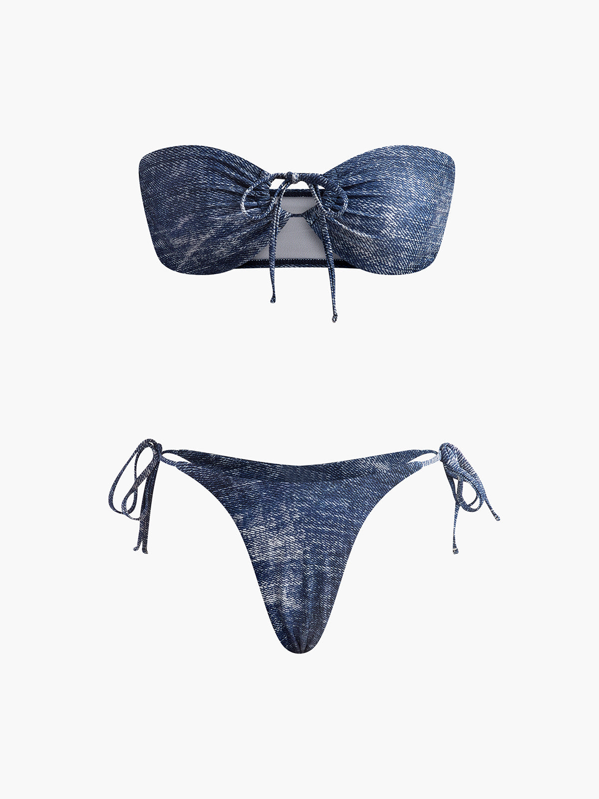 Vintage Straplez Bikini Takımı Lacivert Çıkarılabilir Pedli | Lorlia