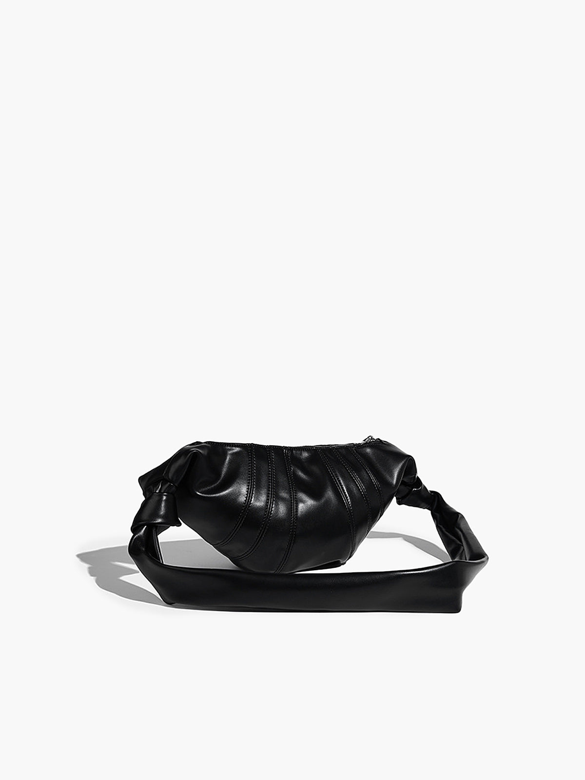 Dokulu Kruvasan Çapraz Çanta Siyah Minimalist | Lorlia