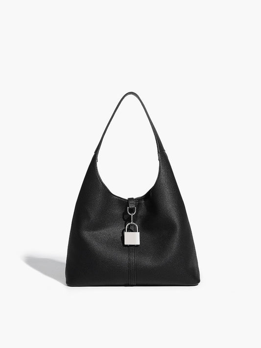 Hobo Kilitli Tote Çanta Siyah Çok Yönlü | Lorlia