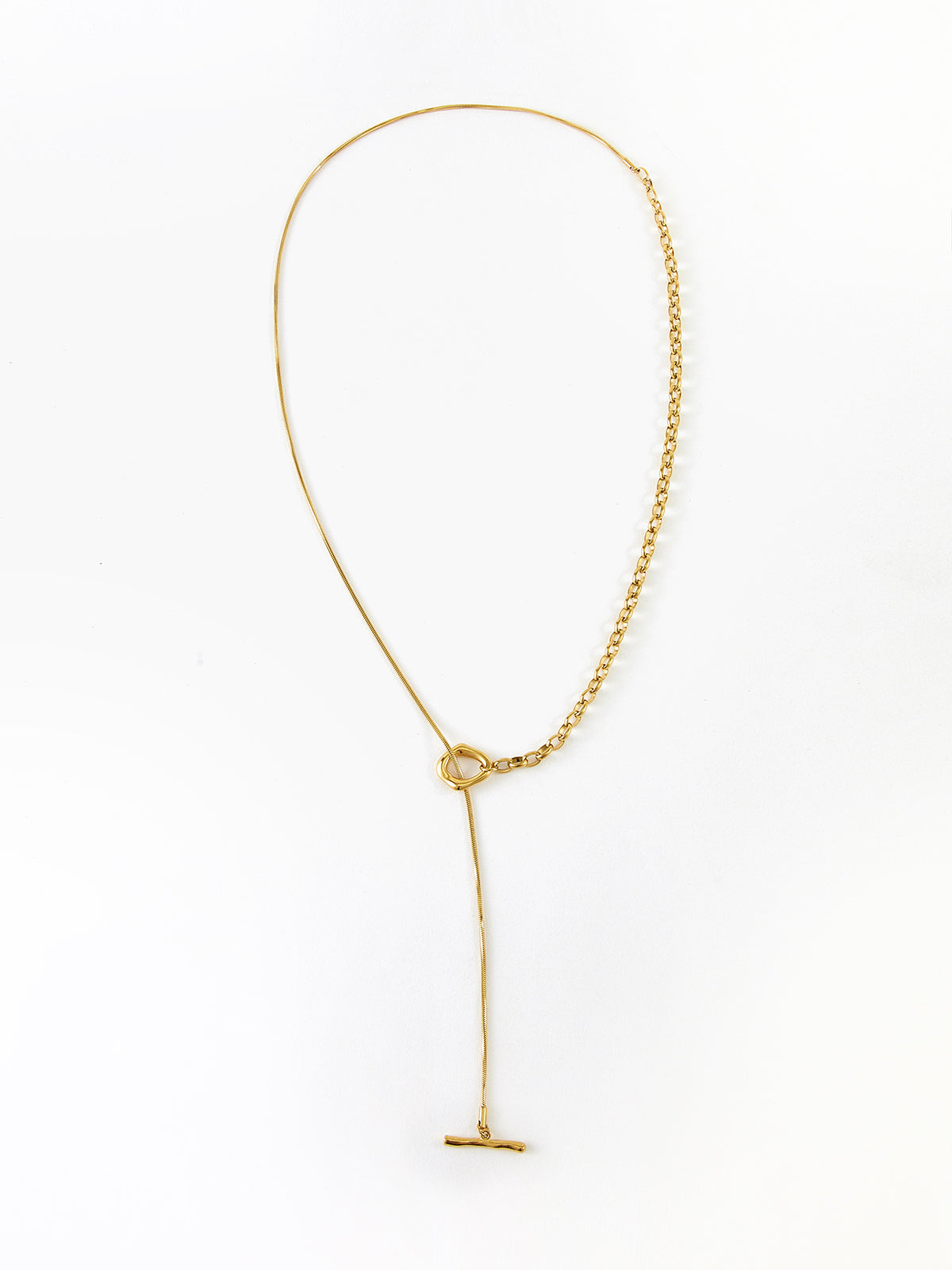 Altın Lariat Y-Kolye Titanyum Çelik 83cm | Lorlia
