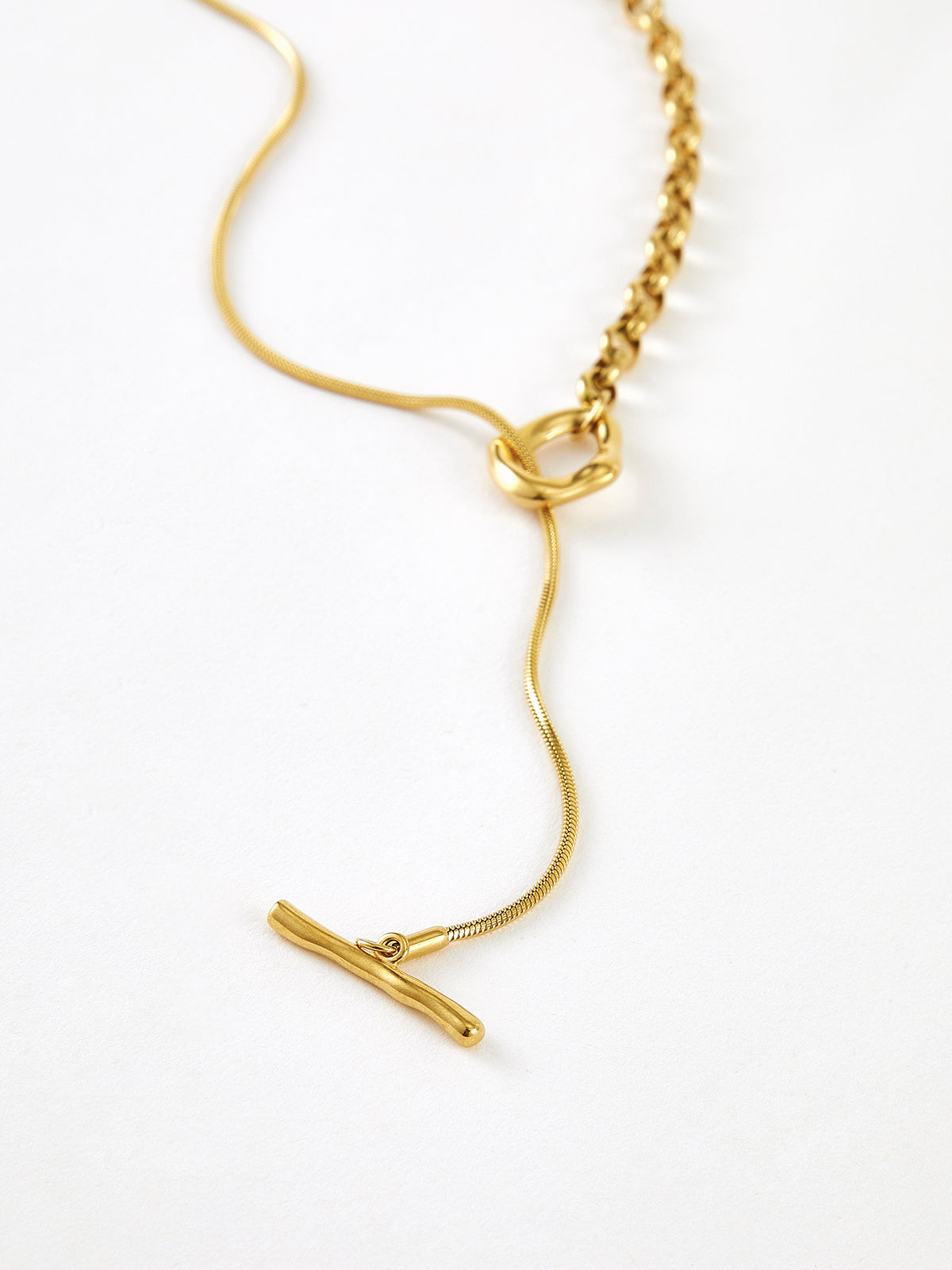 Altın Lariat Y-Kolye Titanyum Çelik 83cm | Lorlia