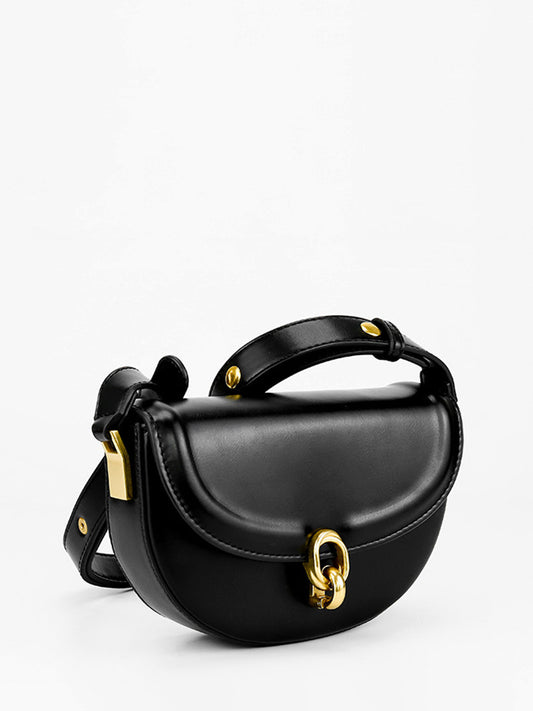Magnetli Kapanışlı Omuz Çantası Siyah Altın Detaylı | Lorlia