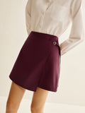 Bordo Sarma Mini Etek Asimetrik Kesim