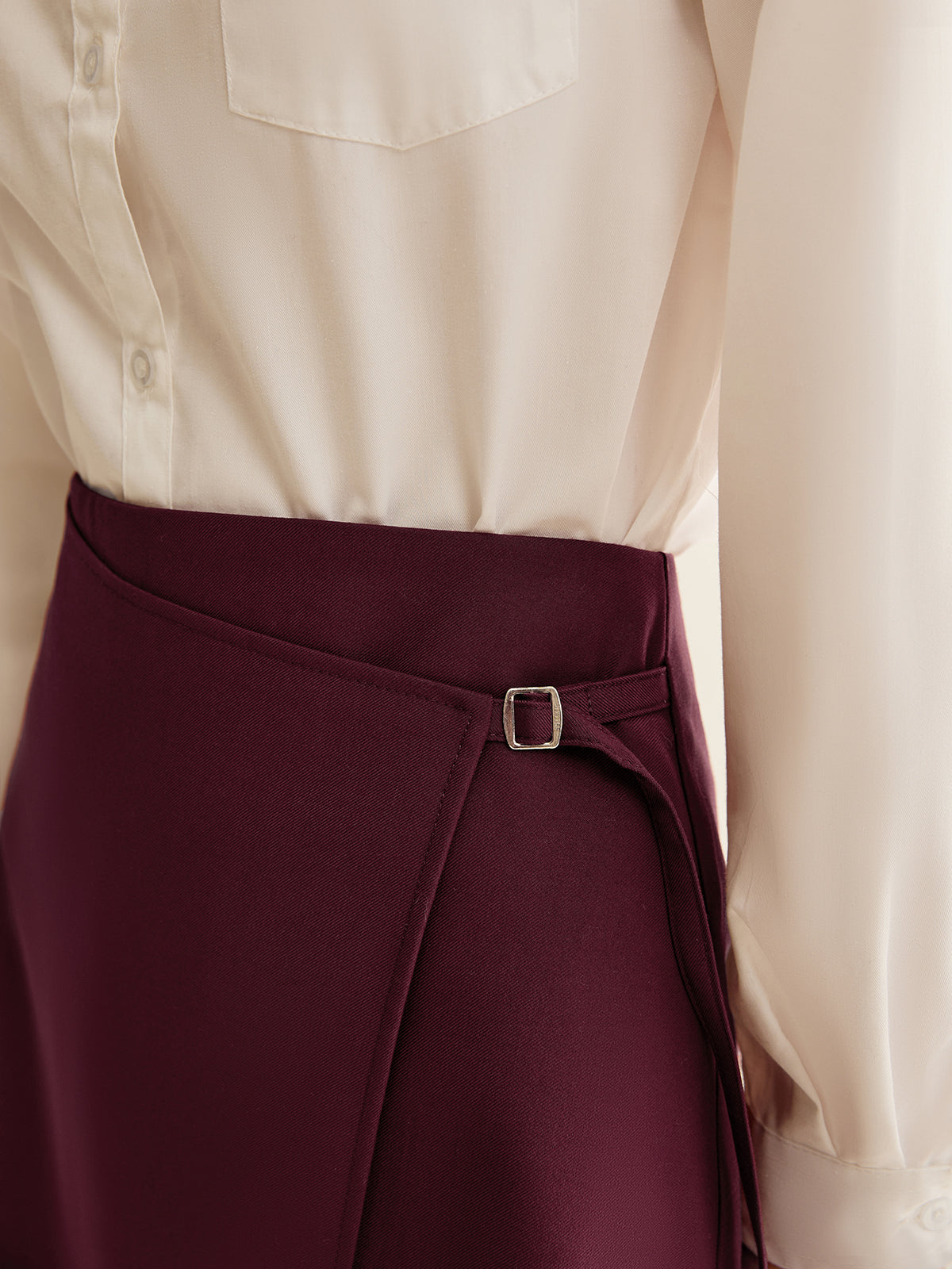 Bordo Sarma Mini Etek Asimetrik Kesim