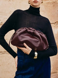 Büzgülü Yumuşak Clutch Çanta Bordo | Lorlia