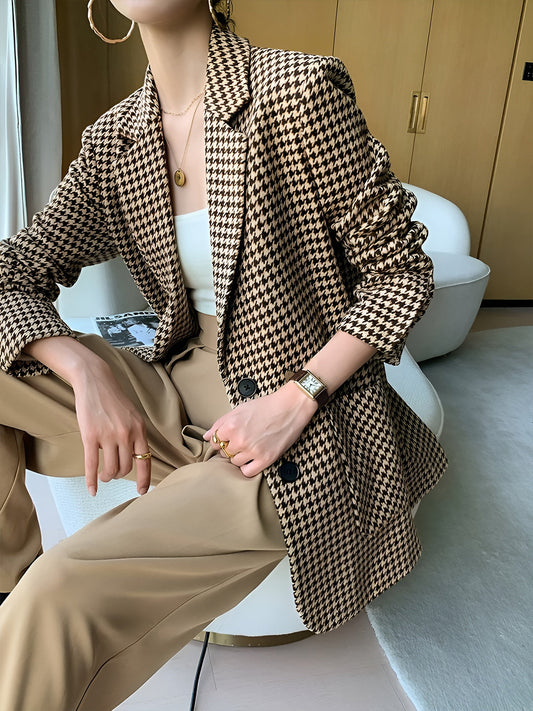 Desenli Blazer Ceket Uzun Kol Haki | Lorlia