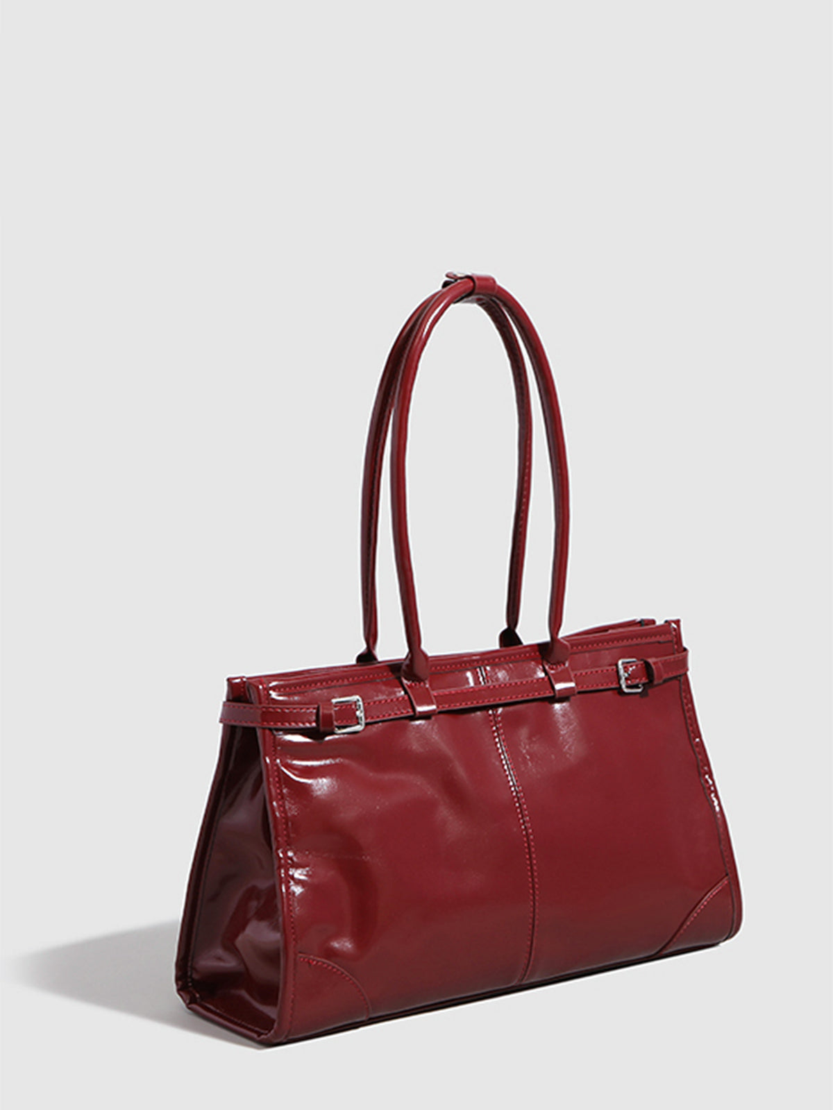 Minimalist Tote Çanta Bordo Taşınabilir Üst Kollu | Lorlia