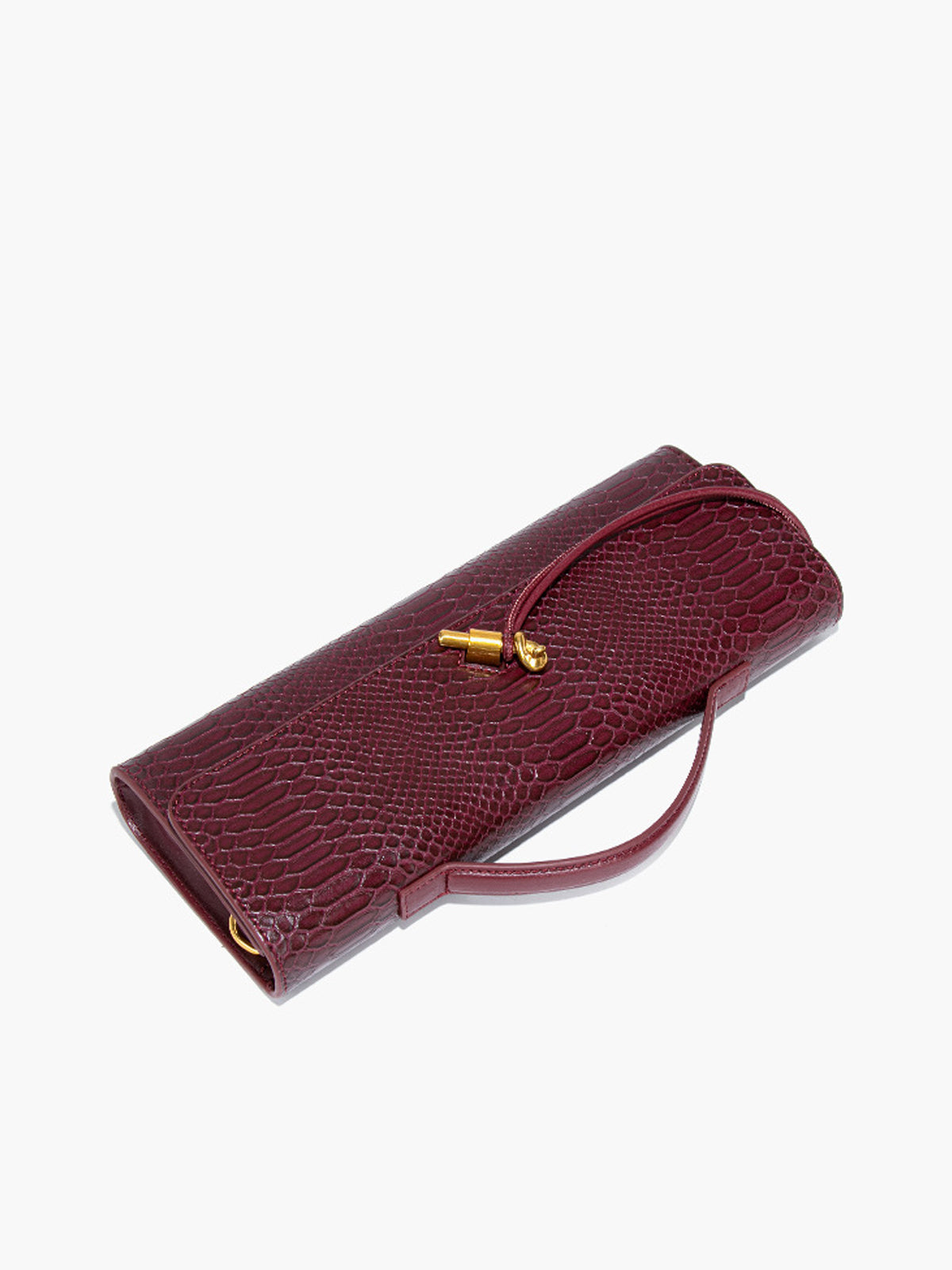 Dokulu Omuz Çantası İki Kanatlı Kapatma Bordo | Lorlia