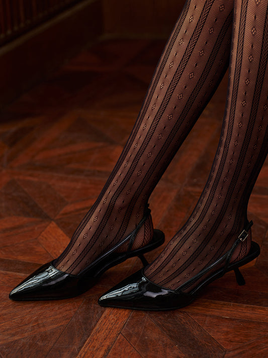Slingback Topuklu Ayakkabı Sivri Burun 4cm Siyah | Lorlia