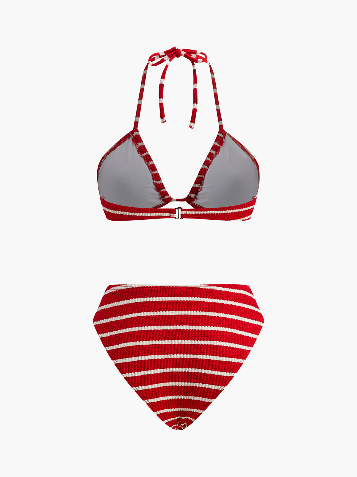 Çizgili Bikini Takımı Şort Kırmızı Halter Yaka | Lorlia