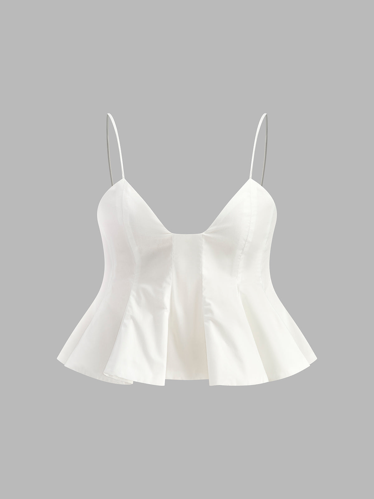 Peplum Spagetti Askılı Bluz Beyaz Gizli Fermuarlı | Lorlia