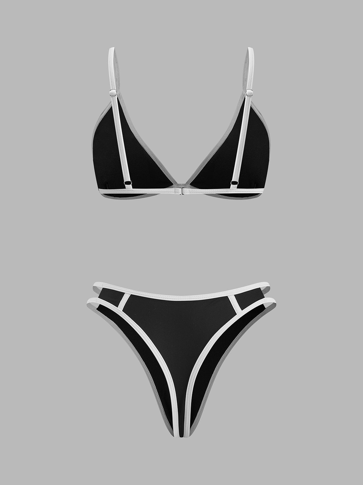 Kontrast Kenar Detaylı Bikini Takımı Siyah | Lorlia