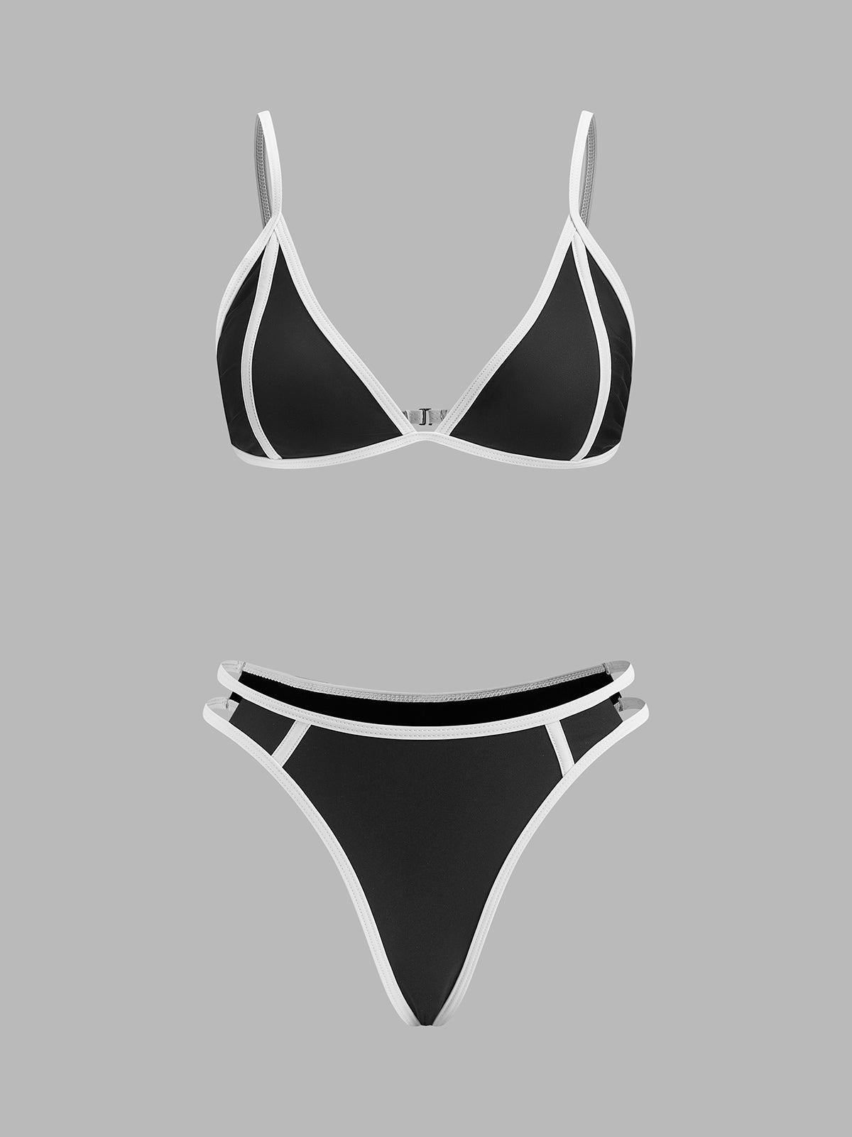 Kontrast Kenar Detaylı Bikini Takımı Siyah | Lorlia