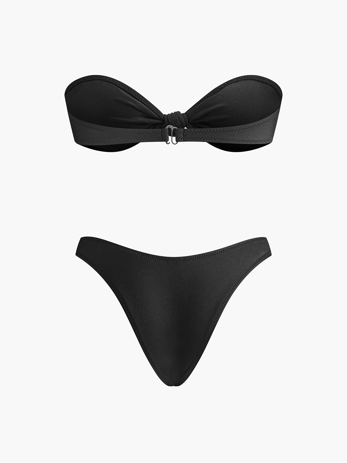 Şık Düğümlü Bandeau Bikini Takımı Siyah | Lorlia