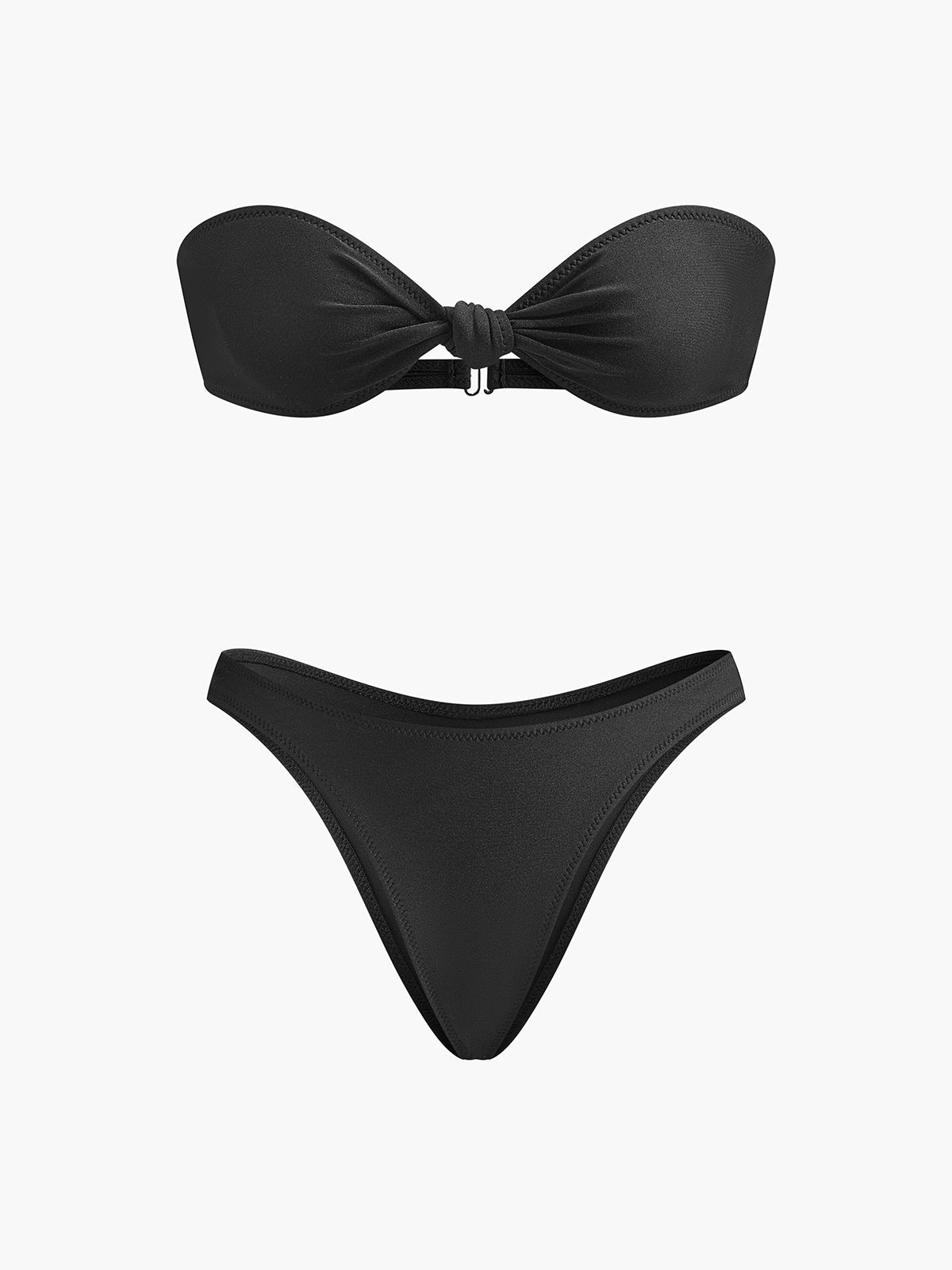 Şık Düğümlü Bandeau Bikini Takımı Siyah | Lorlia