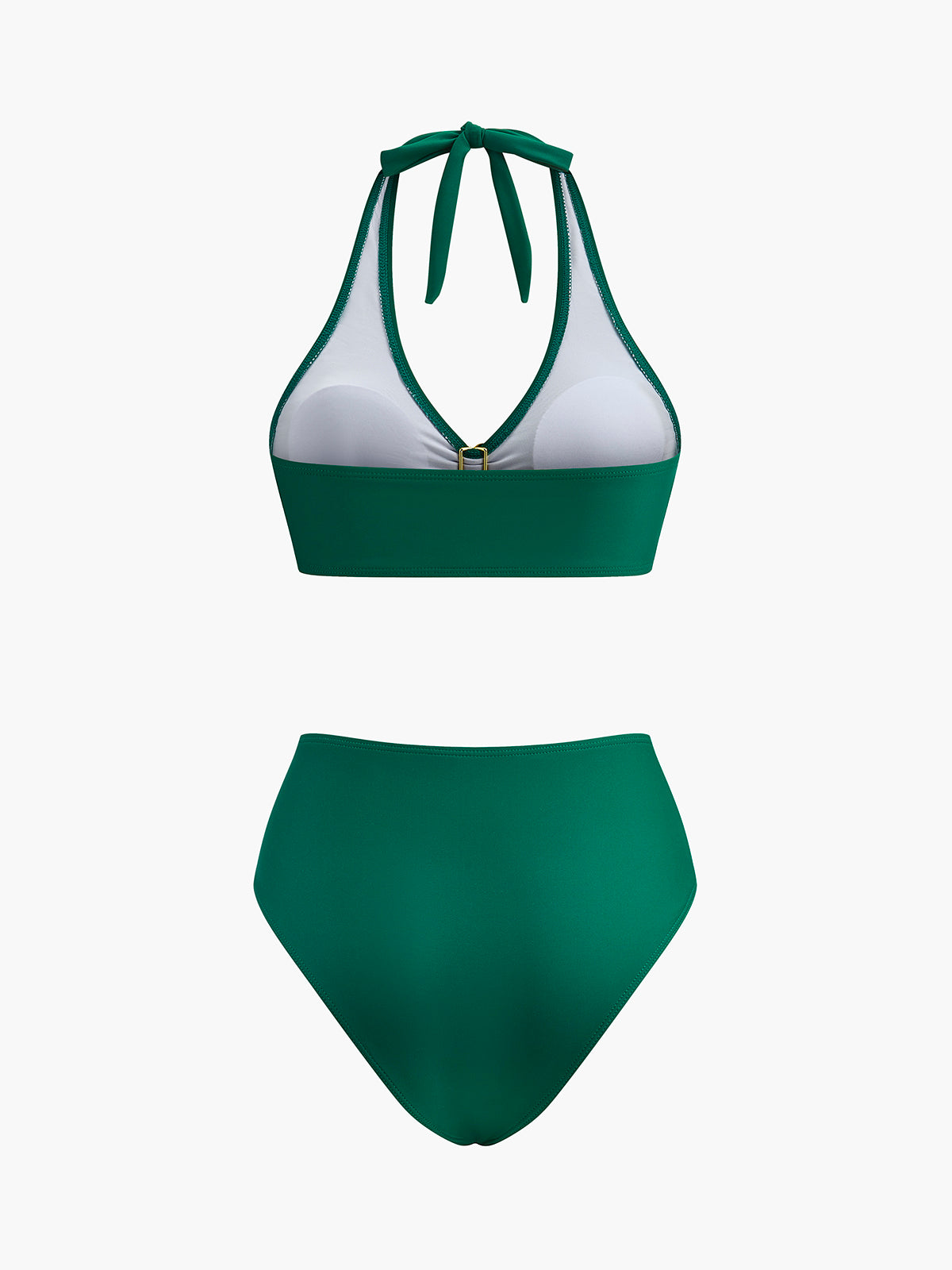 Metal Çiçek Detaylı Halter Bikini Takımı Yeşil | Lorlia