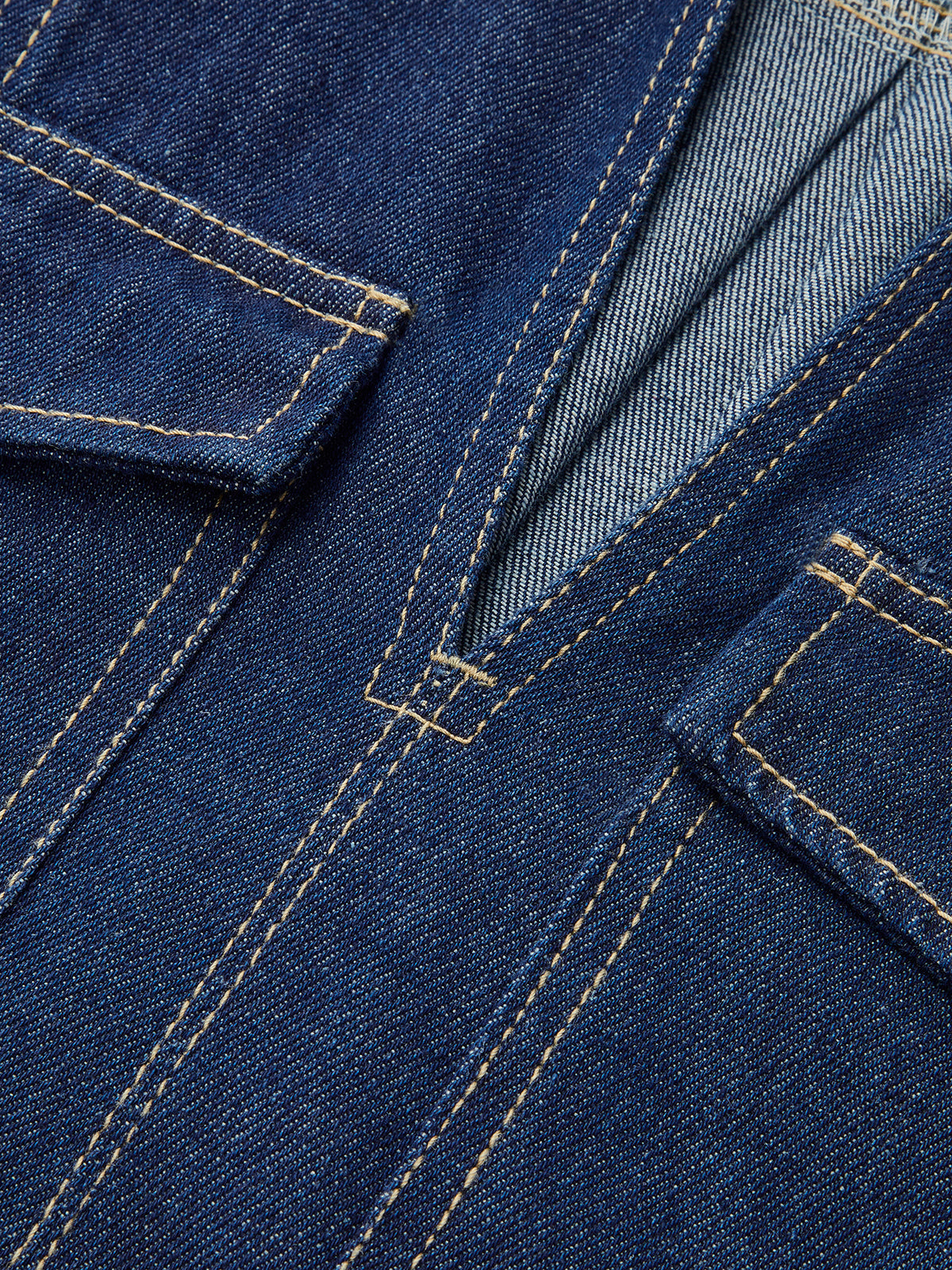 Şık Denim Kısa Takım Cep Detaylı Lacivert | Lorlia