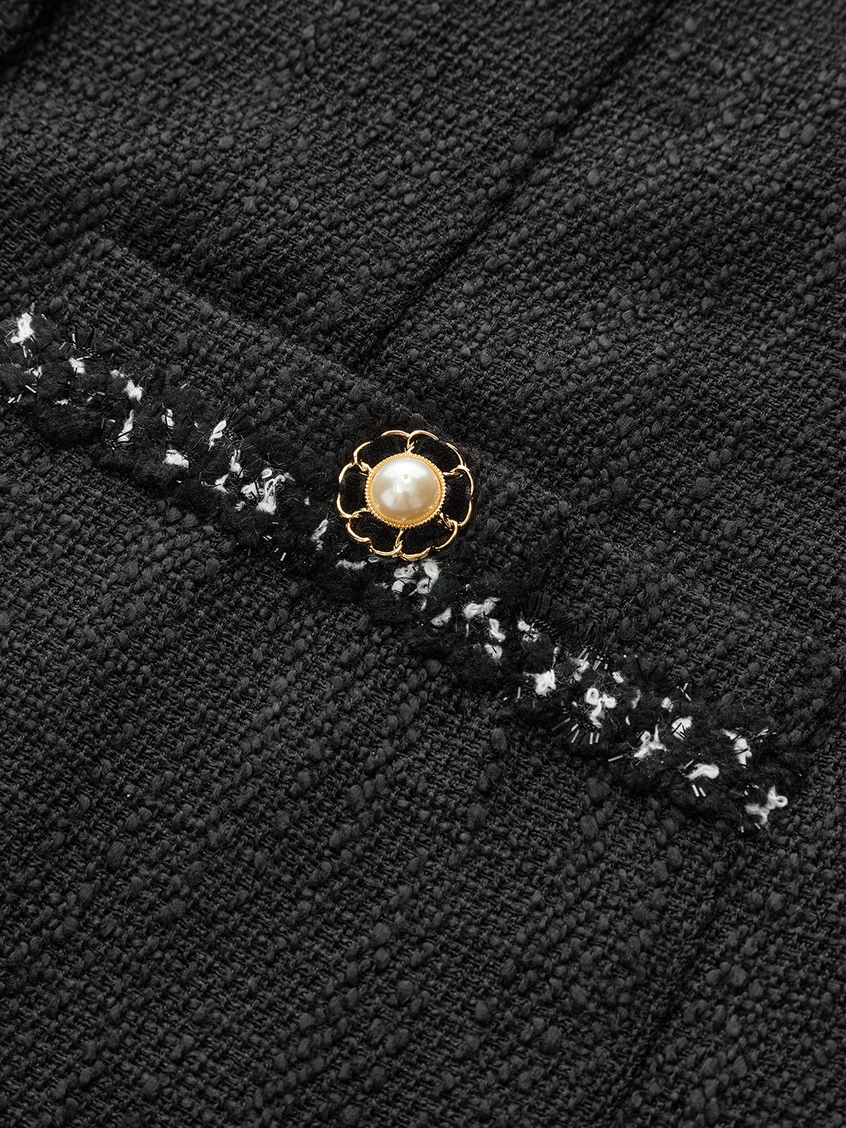 Kolsuz Düğmeli Mini Takım Elbise Siyah Tweed | Lorlia