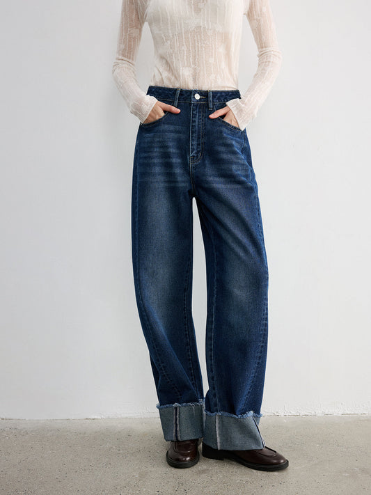 Paça Detaylı Jean Lacivert Regular Fit | Lorlia