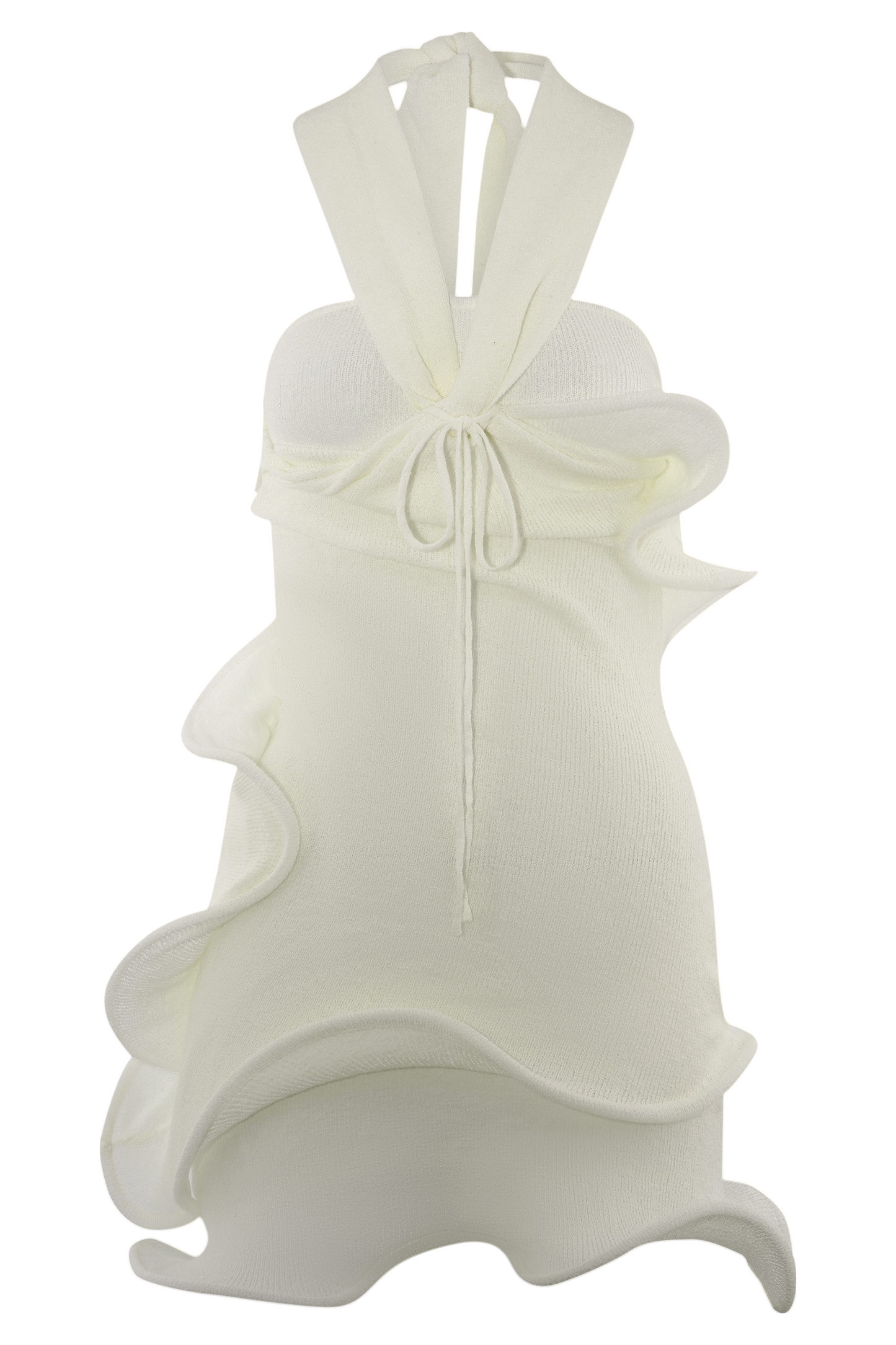 Caprice Beyaz Halter Yaka Triko Mini Elbise | Lorlia