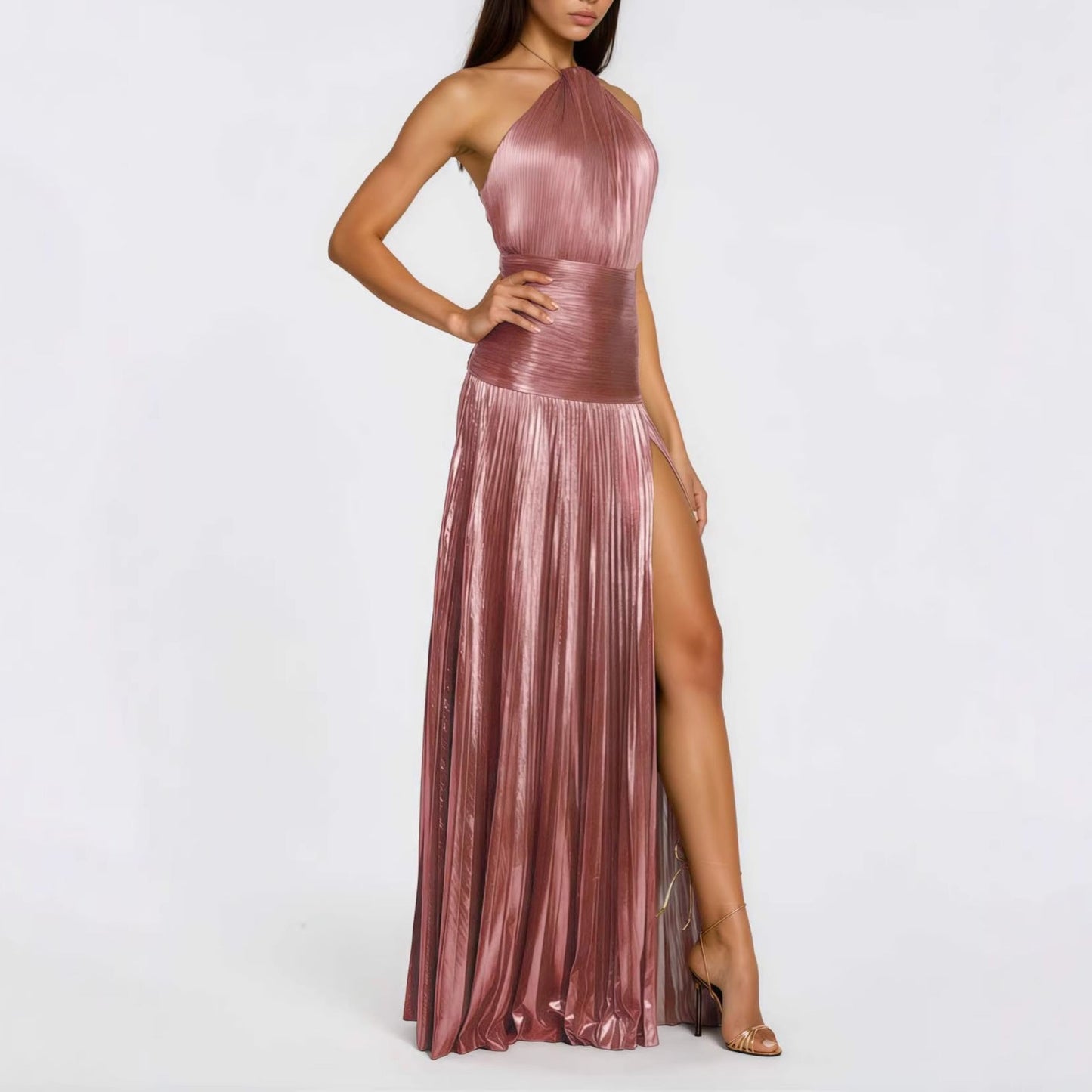 Halter Yaka Maxi Abiye Elbise