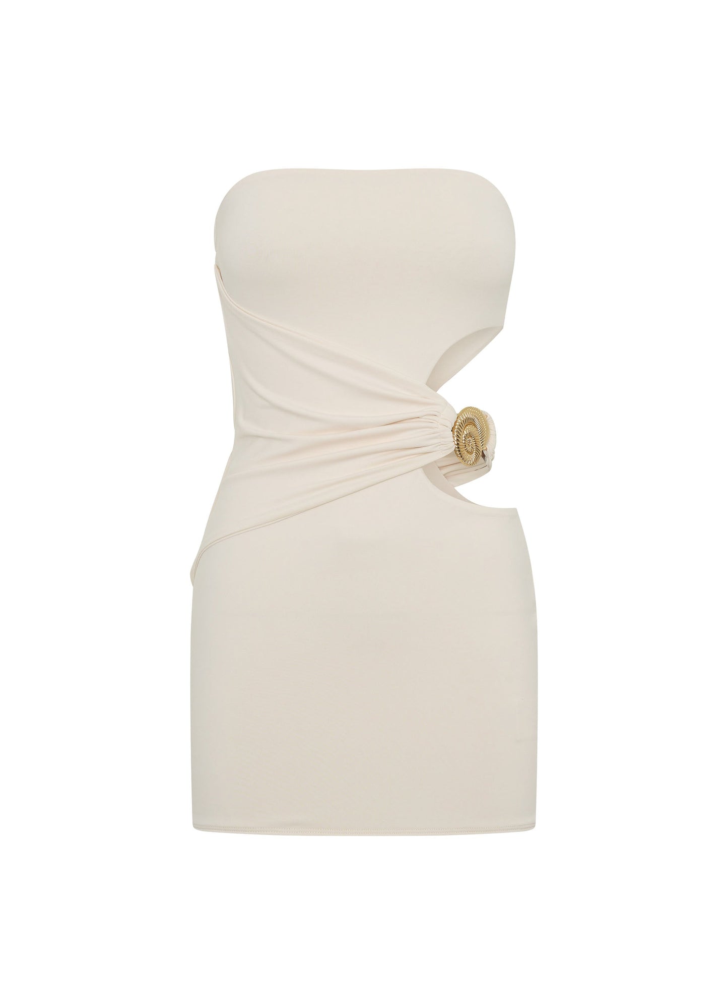 İkonik Cutout Mini Elbise - Krem